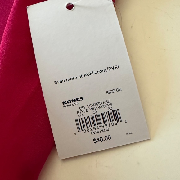 EVRI Vibrant Tempered Rose 100% PolyesterV-Neck Pullover Blouse Womens Plus 0x - Picture 5 of 8